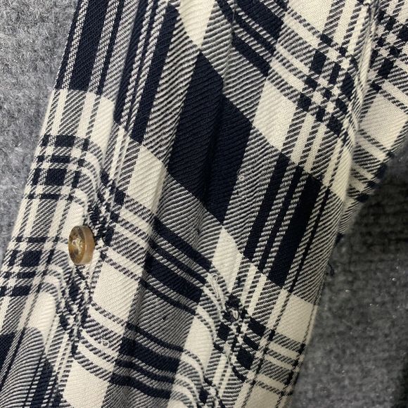 Abercrombie & Fitch B&W Plaid Tunic Women Small Roll Tab Sleeve Pockets - Picture 15 of 16